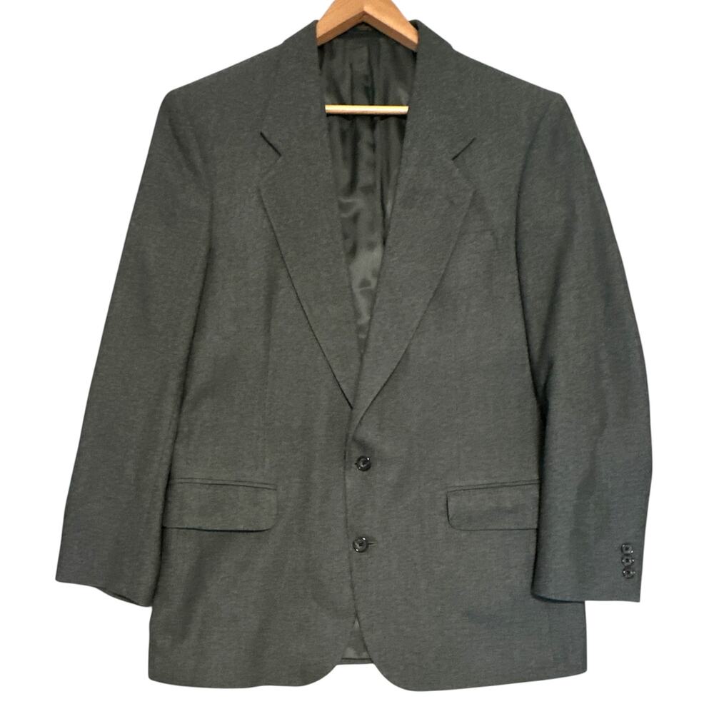 Oscar de la Renta Sport Coat Men 42L Charcoal Gray 2 Button Blazer Lined Office